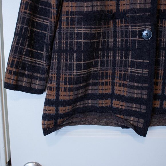 Pendleton 100% Merino Wool Plaid Button Jacket Brown Charcoal L (Fits S) Retro - Picture 3 of 7